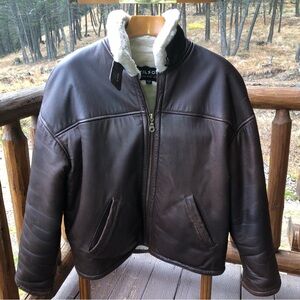 Vintage Wilson’s Leather Aviator Bomber Jacket w Chinstraps